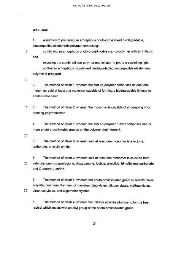 Document de brevet canadien 2747159. Revendications 20120124. Image 1 de 3