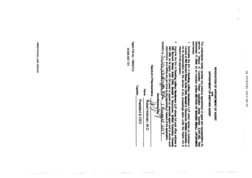 Canadian Patent Document 2747182. Correspondence 20130807. Image 3 of 3