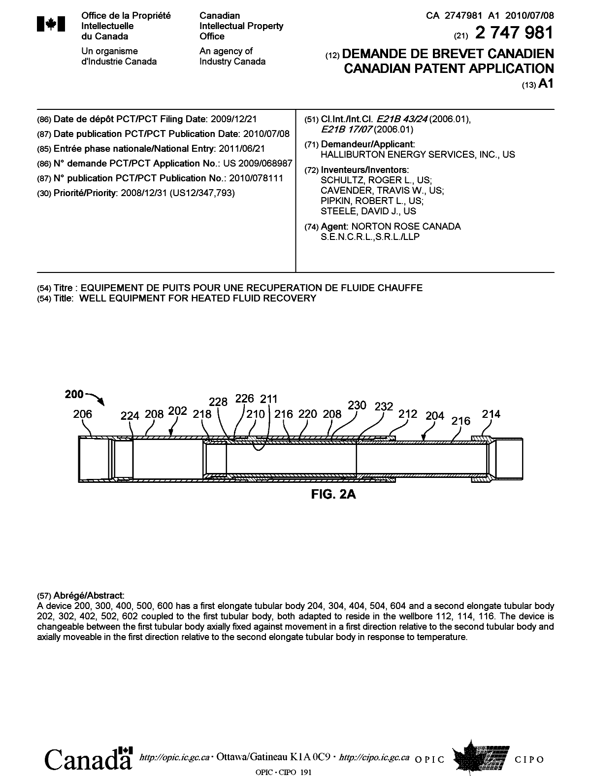 Document de brevet canadien 2747981. Page couverture 20120823. Image 1 de 1