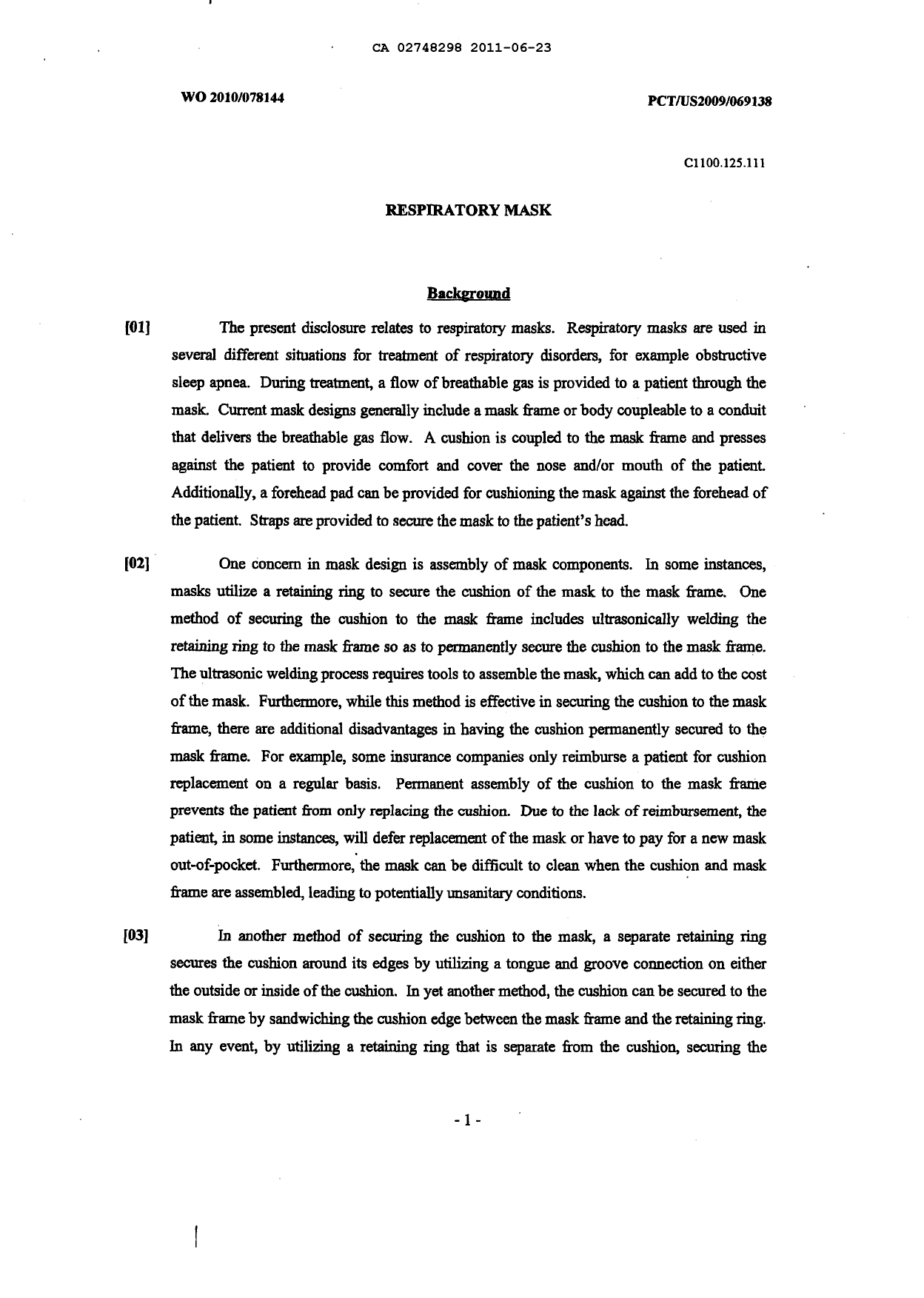 Canadian Patent Document 2748298. Description 20110623. Image 1 of 7