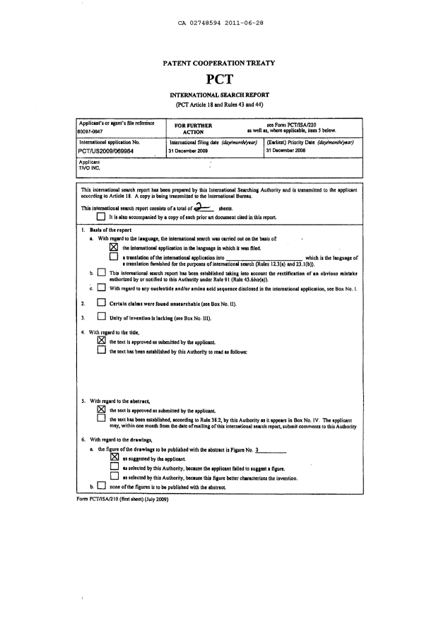 Document de brevet canadien 2748594. PCT 20110628. Image 1 de 17