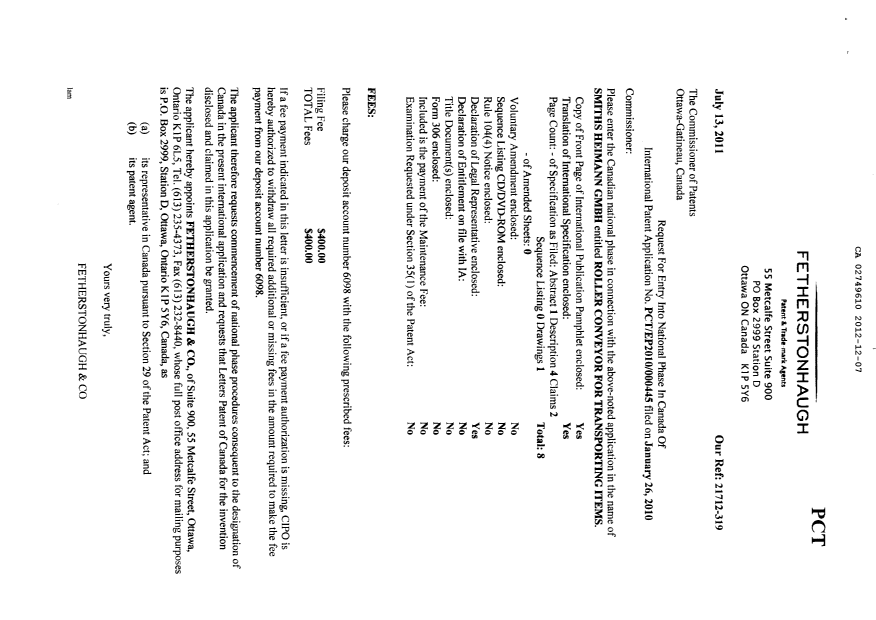 Canadian Patent Document 2749610. Prosecution-Amendment 20121207. Image 5 of 5