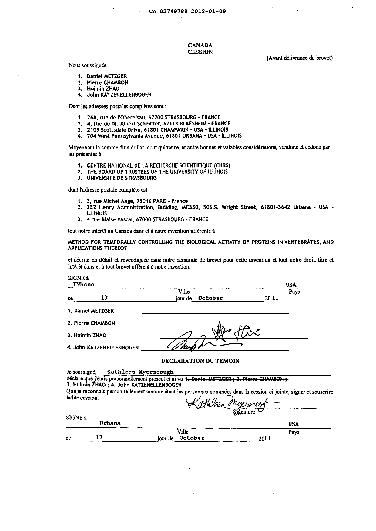 Canadian Patent Document 2749789. Assignment 20111209. Image 4 of 4