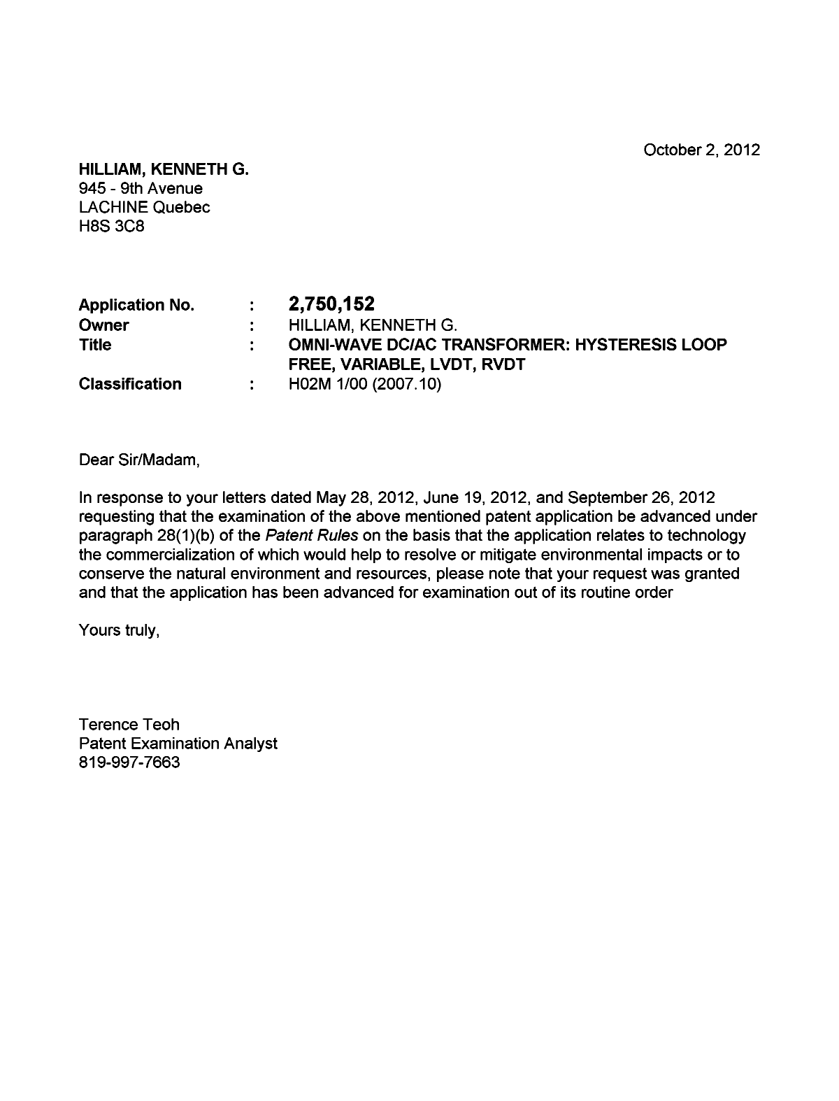 Document de brevet canadien 2750152. Poursuite-Amendment 20111202. Image 1 de 1