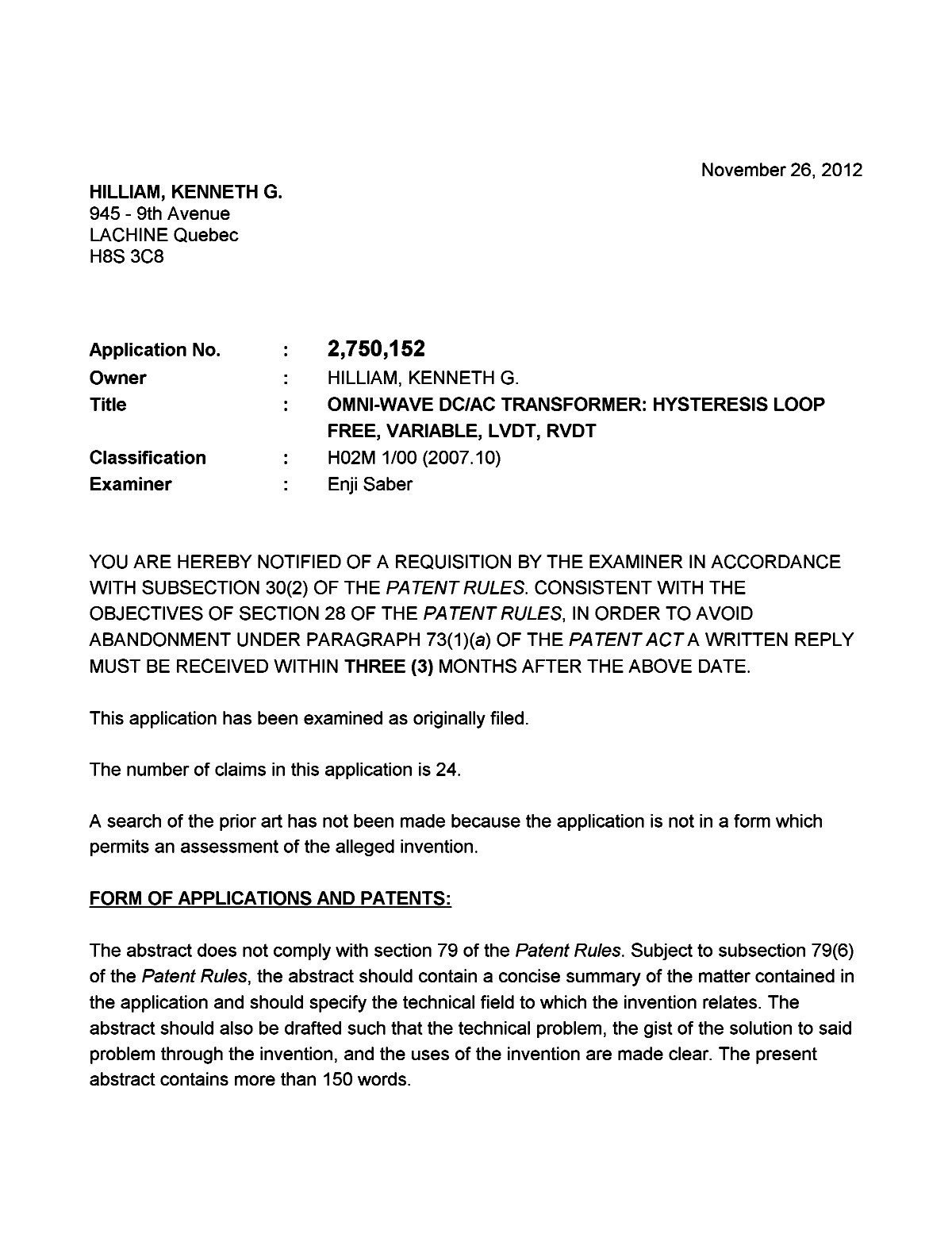 Document de brevet canadien 2750152. Poursuite-Amendment 20111226. Image 1 de 5