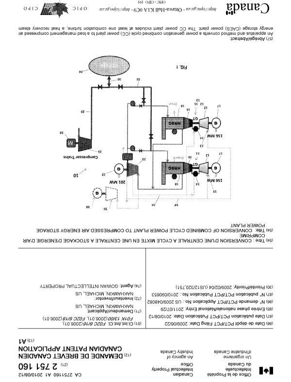 Document de brevet canadien 2751160. Page couverture 20101223. Image 1 de 2