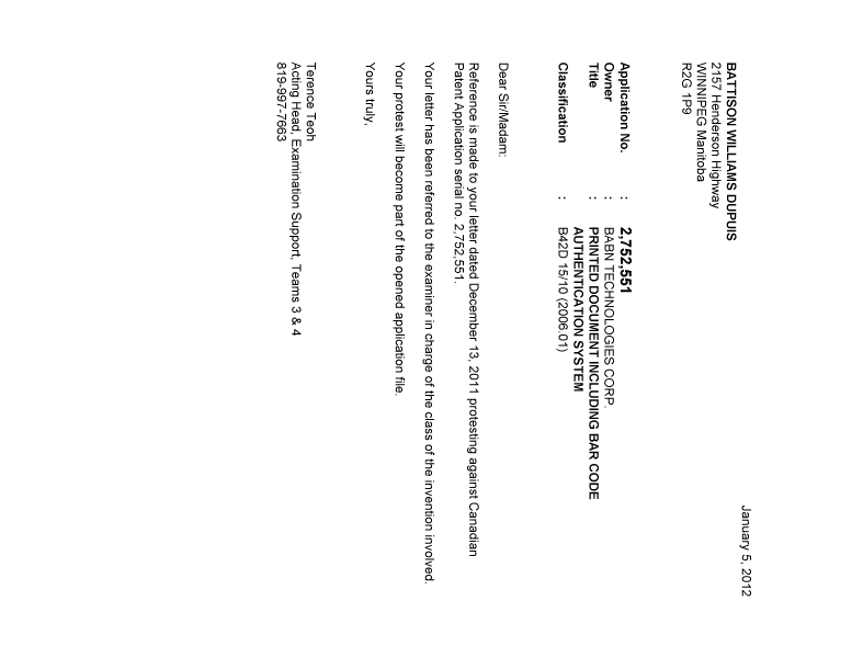 Document de brevet canadien 2752551. Poursuite-Amendment 20111205. Image 2 de 2