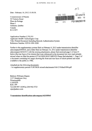 Document de brevet canadien 2752551. Poursuite-Amendment 20111216. Image 1 de 3