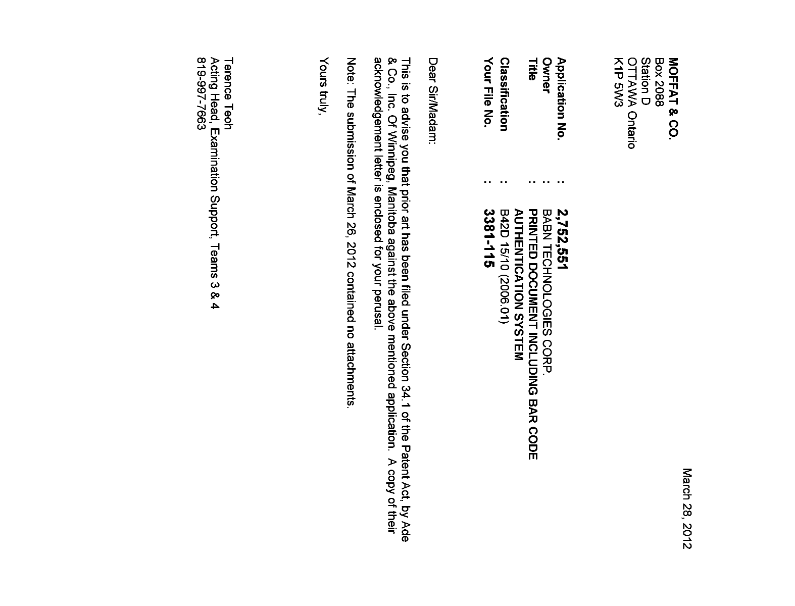 Canadian Patent Document 2752551. Prosecution-Amendment 20111228. Image 1 of 2