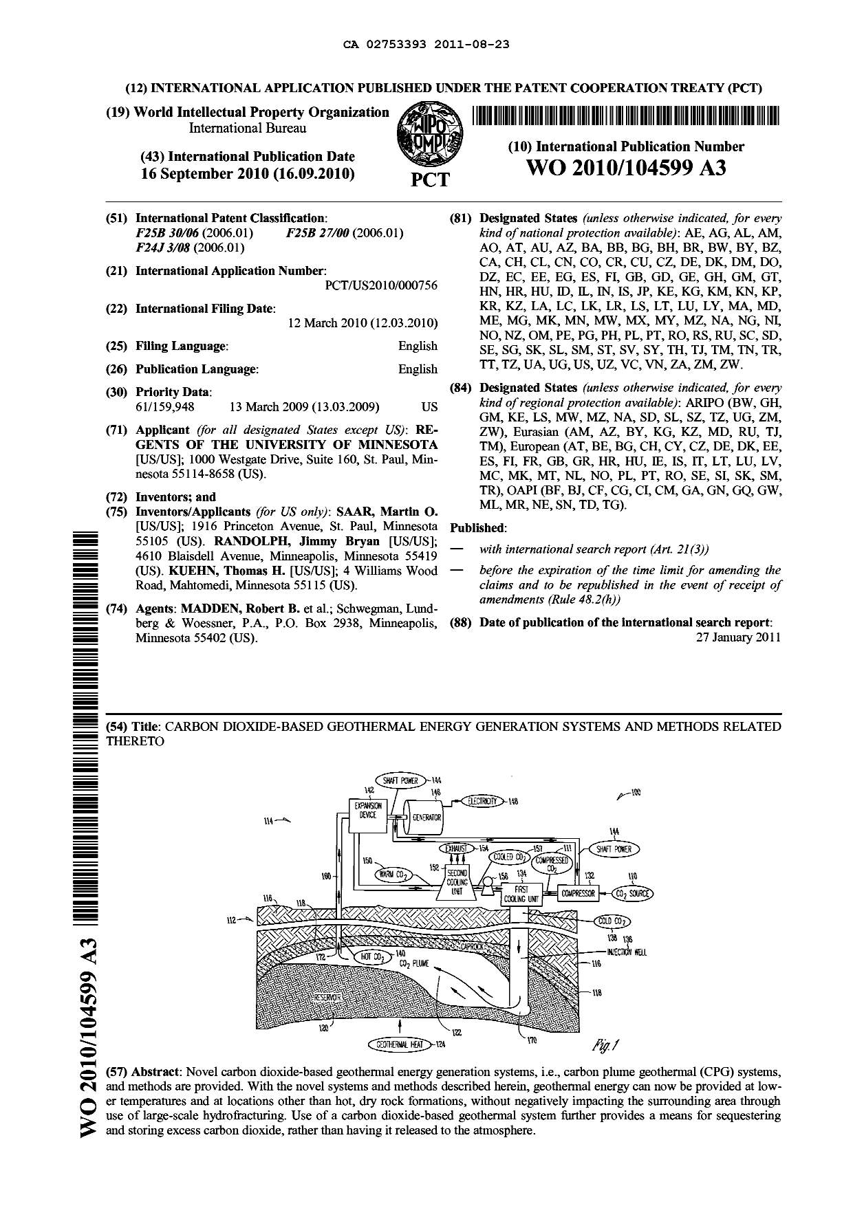 Canadian Patent Document 2753393. Abstract 20110823. Image 1 of 1
