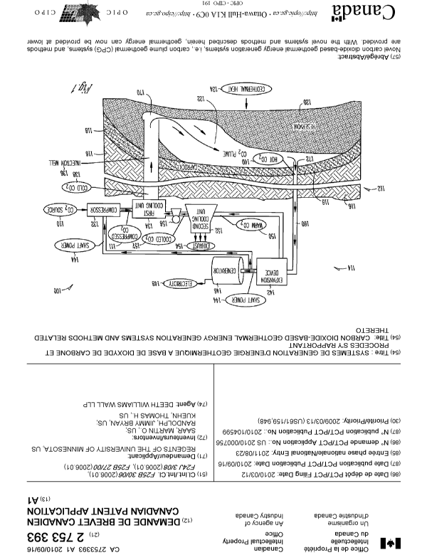Document de brevet canadien 2753393. Page couverture 20111019. Image 1 de 2