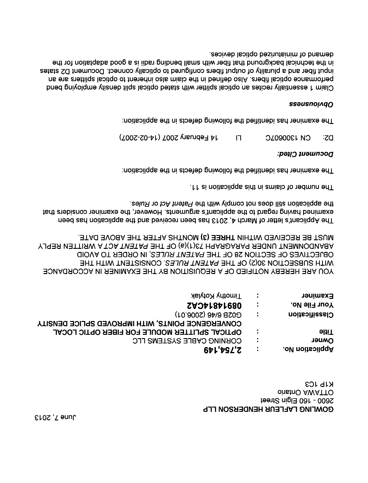 Document de brevet canadien 2754149. Poursuite-Amendment 20121207. Image 1 de 3
