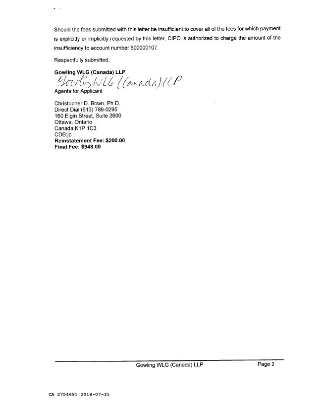 Canadian Patent Document 2754691. Reinstatement 20180731. Image 2 of 2