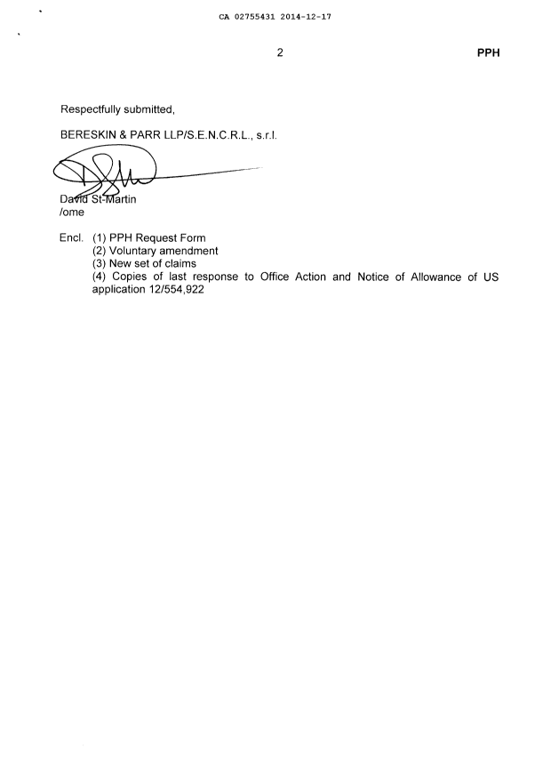 Document de brevet canadien 2755431. Poursuite-Amendment 20141217. Image 2 de 11
