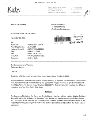 Document de brevet canadien 2756584. Poursuite-Amendment 20141213. Image 1 de 3