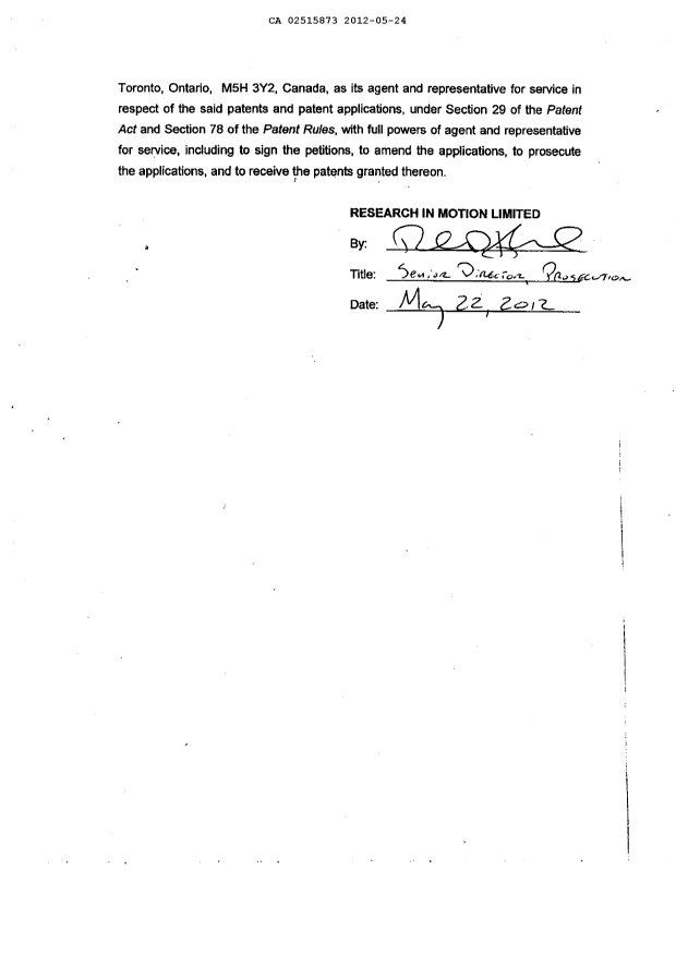Document de brevet canadien 2757815. Correspondance 20120524. Image 5 de 5