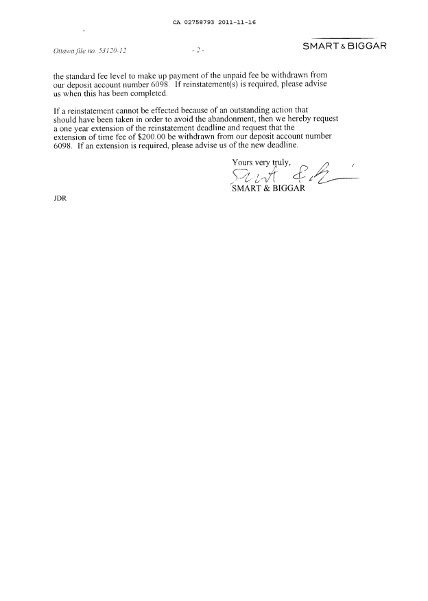 Document de brevet canadien 2758793. Poursuite-Amendment 20111116. Image 2 de 2