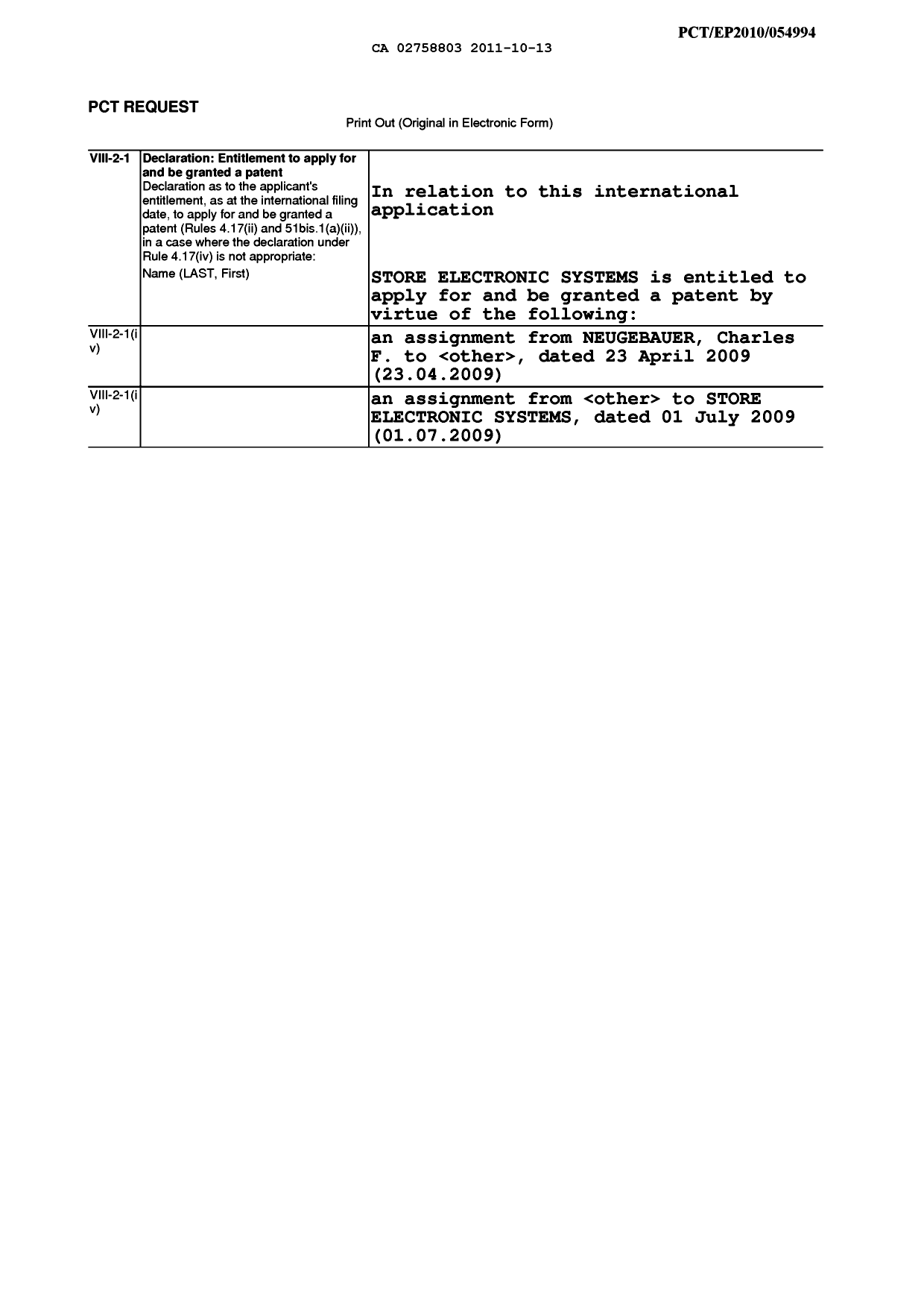Canadian Patent Document 2758803. PCT 20111013. Image 10 of 10