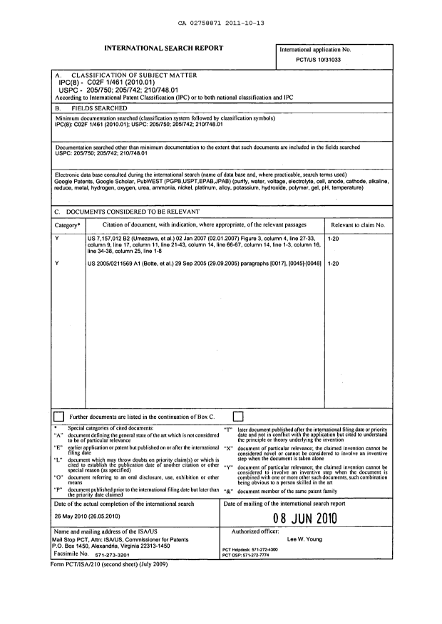 Document de brevet canadien 2758871. PCT 20111013. Image 1 de 6