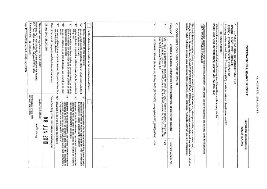 Canadian Patent Document 2758871. PCT 20111013. Image 1 of 6