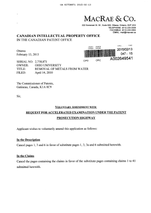 Canadian Patent Document 2758871. Prosecution-Amendment 20150213. Image 1 of 12