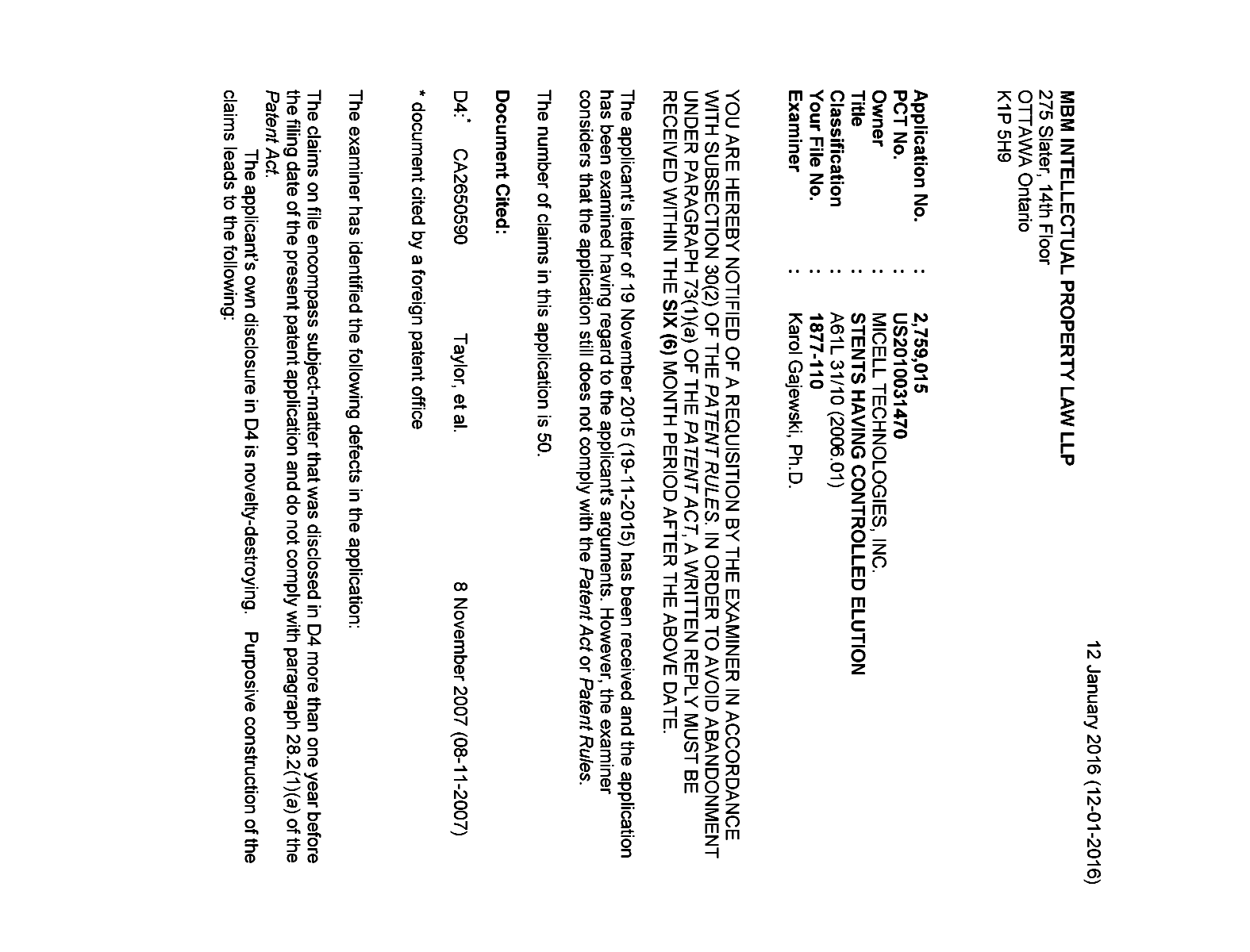 Document de brevet canadien 2759015. Poursuite-Amendment 20151212. Image 1 de 3