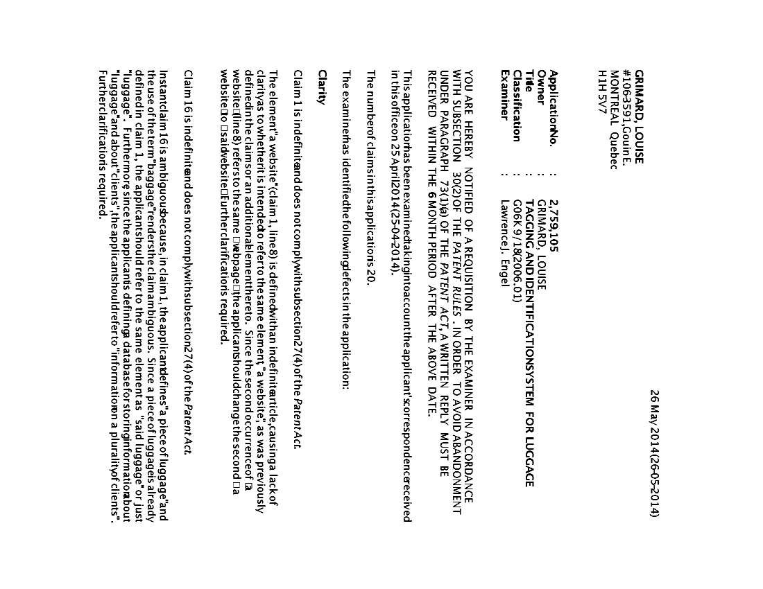 Canadian Patent Document 2759105. Prosecution-Amendment 20131226. Image 1 of 2