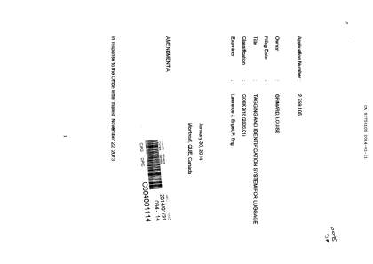 Document de brevet canadien 2759105. Poursuite-Amendment 20131231. Image 1 de 4
