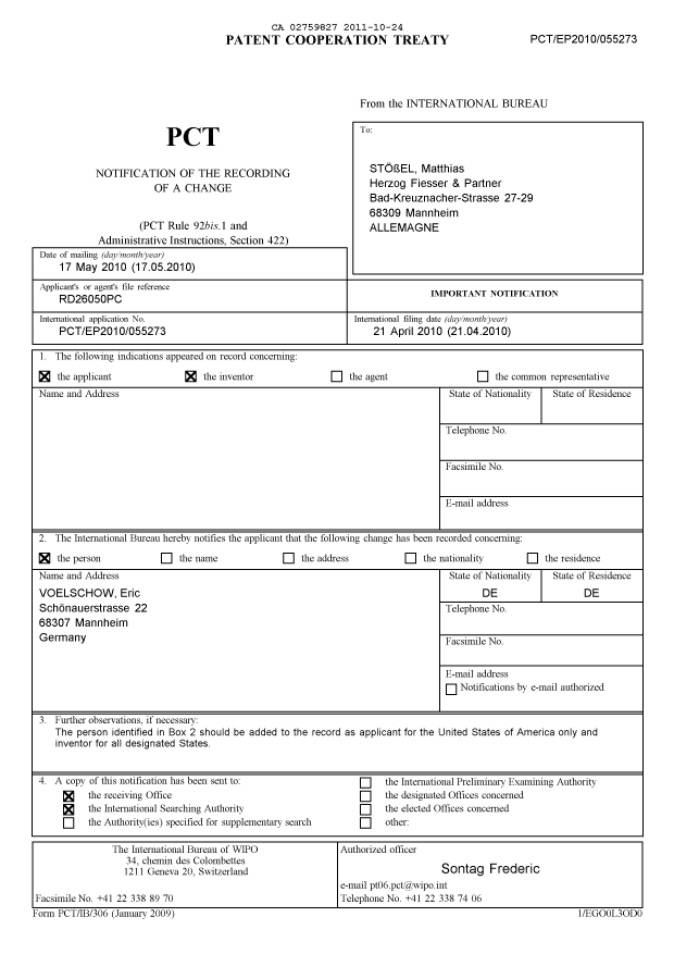 Document de brevet canadien 2759827. PCT 20111024. Image 1 de 15