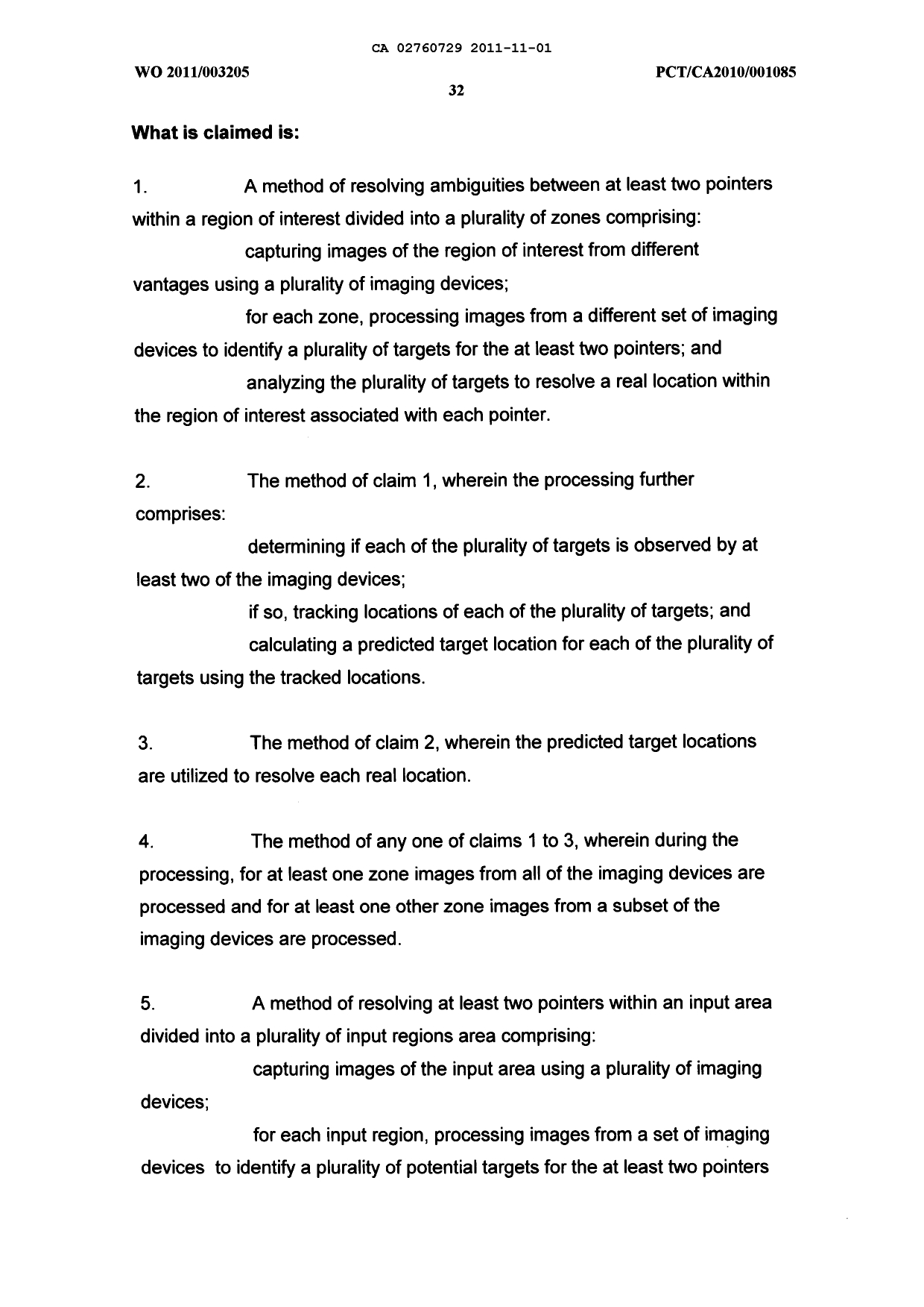 Document de brevet canadien 2760729. Revendications 20111101. Image 1 de 11