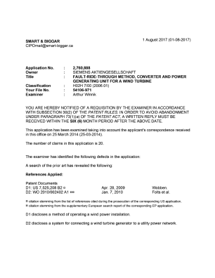 Canadian Patent Document 2760888. Examiner Requisition 20170801. Image 1 of 3