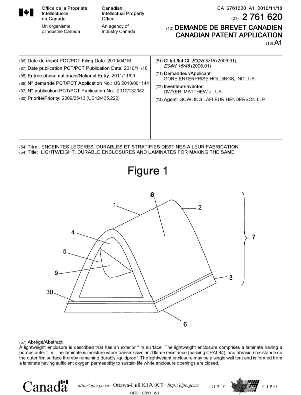Canadian Patent Document 2761620. Cover Page 20120120. Image 1 of 1