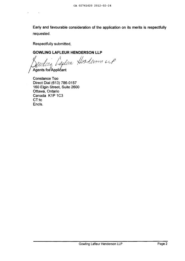 Document de brevet canadien 2761620. Poursuite-Amendment 20120224. Image 2 de 2