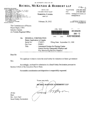 Document de brevet canadien 2762073. Correspondance 20120228. Image 1 de 2