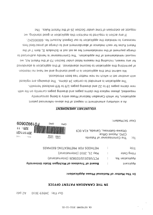 Canadian Patent Document 2762985. Prosecution-Amendment 20101221. Image 1 of 14