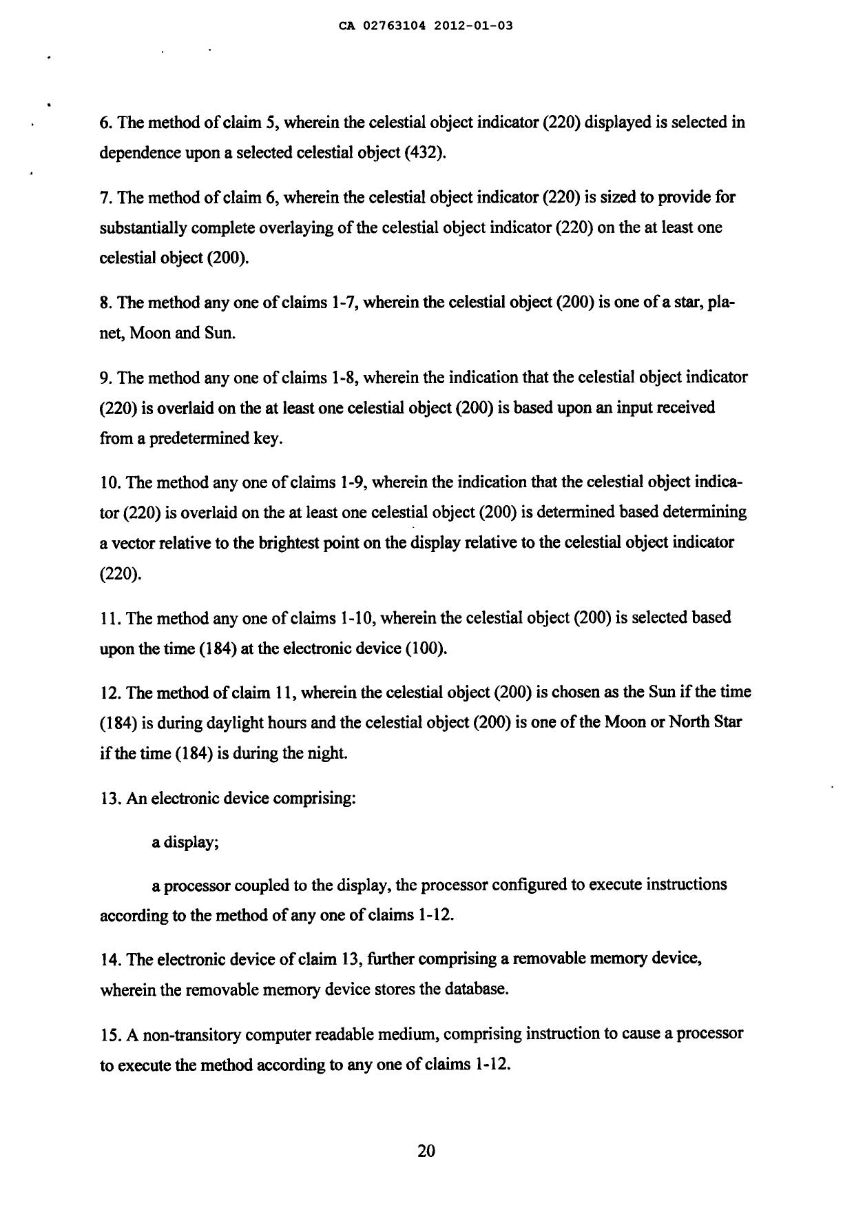 Document de brevet canadien 2763104. Revendications 20111203. Image 2 de 2