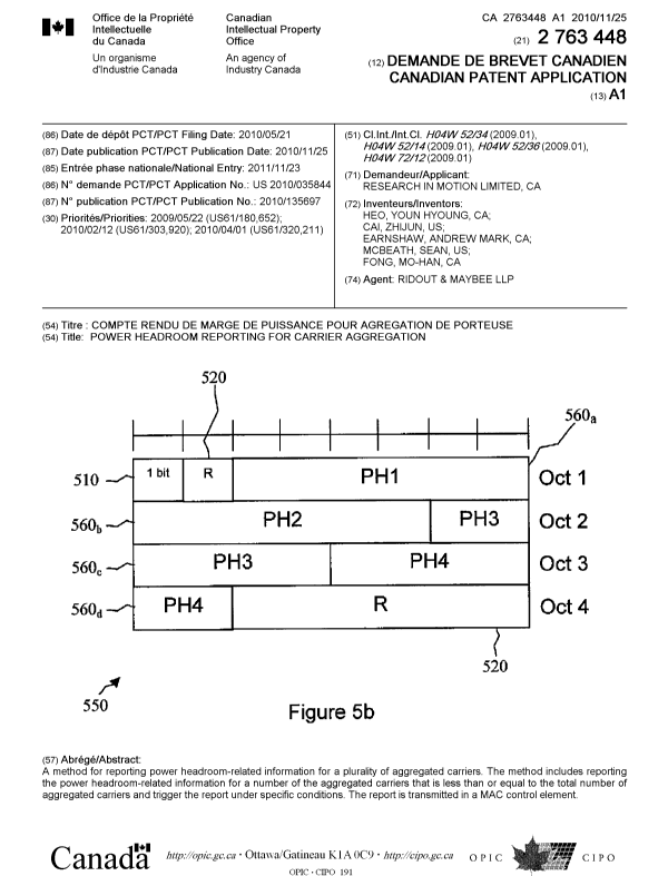 Document de brevet canadien 2763448. Page couverture 20120928. Image 1 de 1