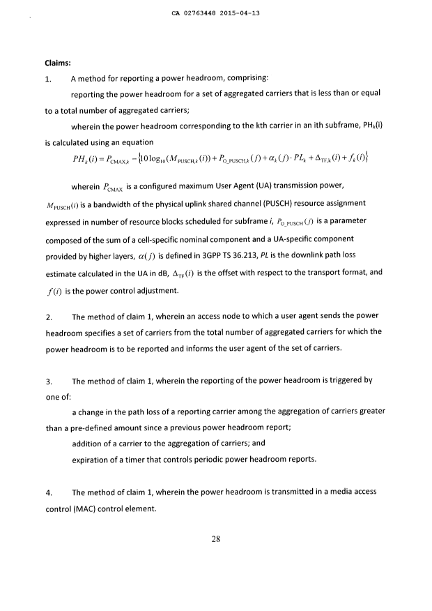 Document de brevet canadien 2763448. Revendications 20150413. Image 1 de 6