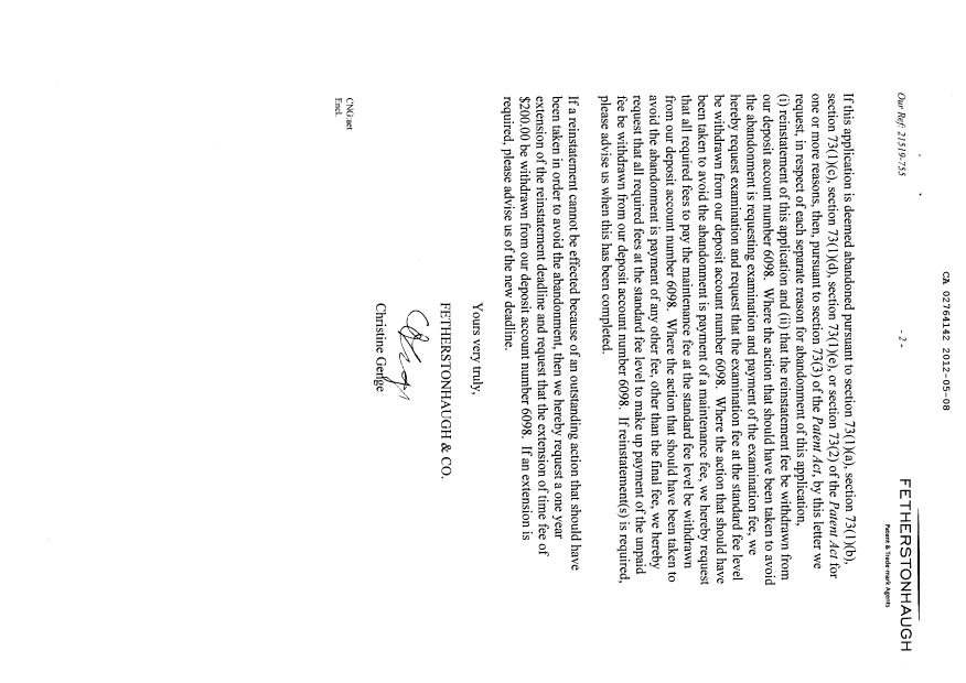 Canadian Patent Document 2764142. Prosecution-Amendment 20120508. Image 2 of 25
