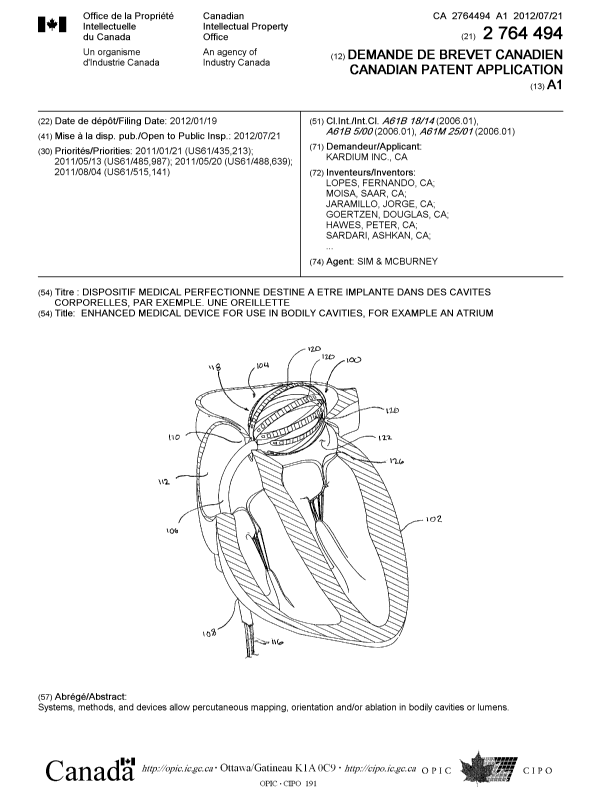 Canadian Patent Document 2764494. Cover Page 20120726. Image 1 of 2