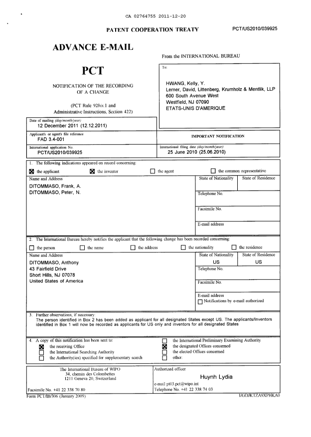 Canadian Patent Document 2764755. Correspondence 20111220. Image 2 of 2