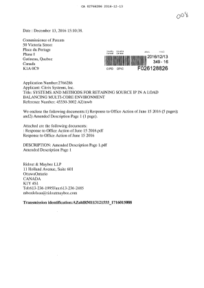 Document de brevet canadien 2766286. Modification 20161213. Image 1 de 7