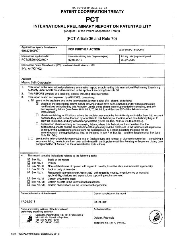 Document de brevet canadien 2766539. PCT 20111223. Image 1 de 5