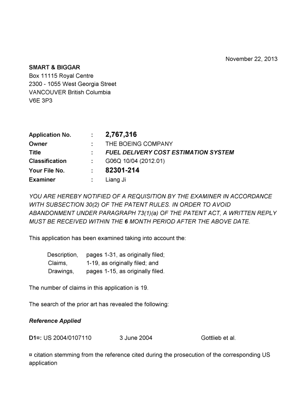 Canadian Patent Document 2767316. Prosecution-Amendment 20131122. Image 1 of 4