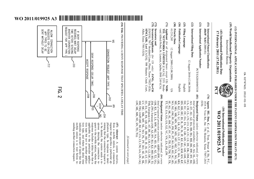 Document de brevet canadien 2767421. Abrégé 20120105. Image 1 de 2