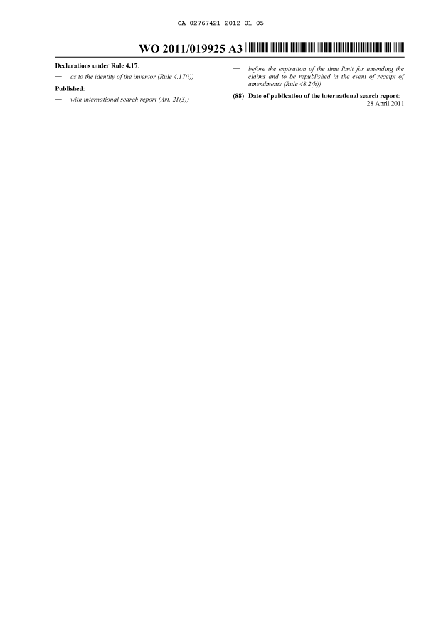 Document de brevet canadien 2767421. Abrégé 20120105. Image 2 de 2
