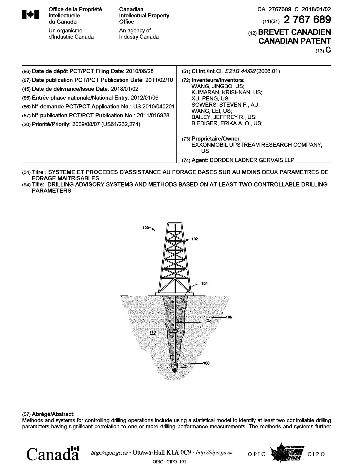 Document de brevet canadien 2767689. Page couverture 20171204. Image 1 de 2