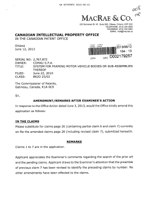 Document de brevet canadien 2767872. Poursuite-Amendment 20130612. Image 1 de 3