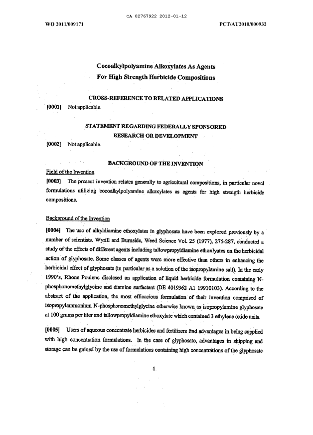Document de brevet canadien 2767922. Description 20120112. Image 1 de 19