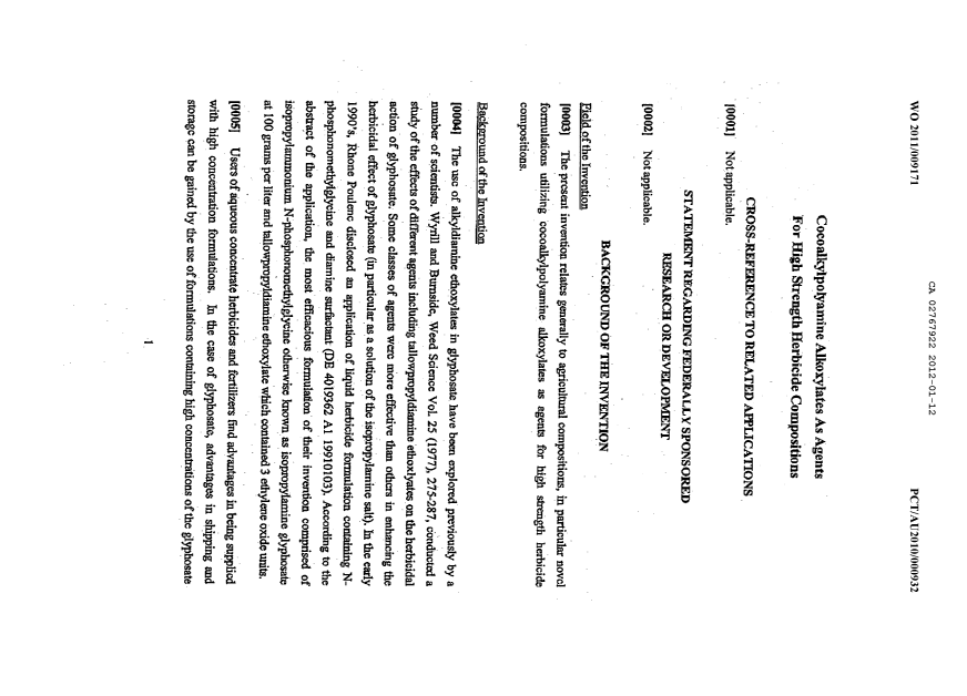 Canadian Patent Document 2767922. Description 20120112. Image 1 of 19